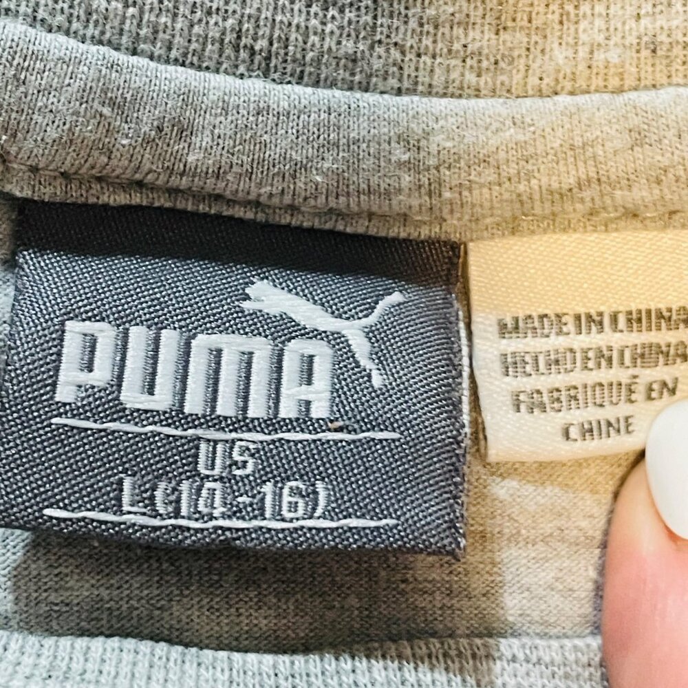 Puma Boys T-Shirt L (14-16) Survival Of The Fastest Graphic Tee Beige Short Slee - Picture 3 of 9